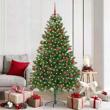vidaXL Kerstboom met 300 LED met standaard Groen 180 cm PE, Verzenden