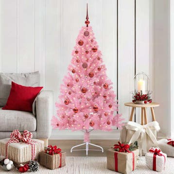 vidaXL Kunststof Voorverlichte Kerstboom met 150 LED Roze, Verzenden