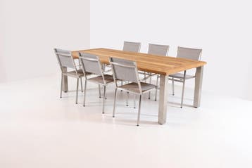 4 Seasons Outdoor Plaza tuinset ash grey met Casa tuintafel