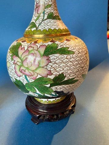 Vase - Laiton - Chine - Paire de vases cloisonnés chinois