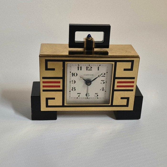 Horloge de bureau - Cartier - Art déco - laiton, Antiquités & Art, Art | Objets design