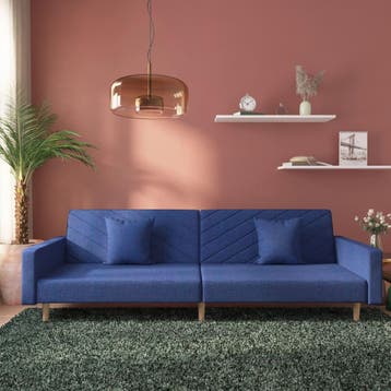 vidaXL Slaapbank / zetel 2-zits met 2 kussens stof blauw, Verzenden, Nieuw