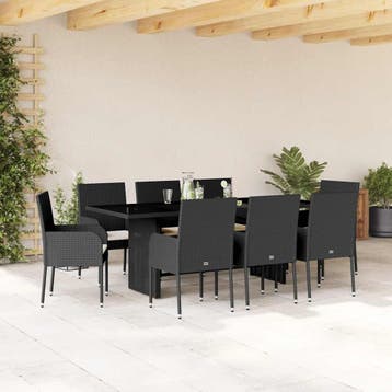 vidaXL 9-delige Tuinset poly rattan zwart, Tuin en Terras, Verzenden, Nieuw, Tuinset
