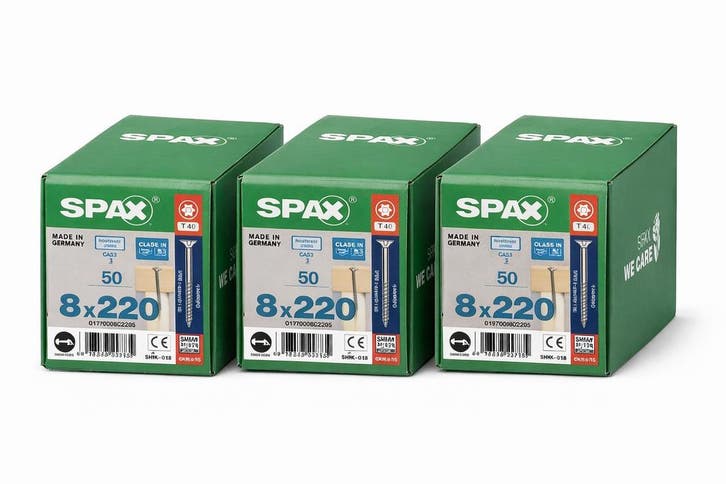3X Spax Houtbouwschroeven 8x220 – 150 stuks, Doe-het-zelf en Bouw, IJzerwaren en Bevestigingsmiddelen, Verzenden