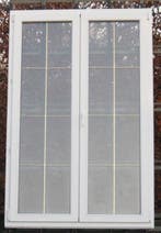 pvc terrasraam , raam , chassis 142 x 215 wit / gouden eik, Bricolage & Construction, Châssis & Portes coulissantes, Ophalen of Verzenden