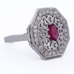 Anneau de bras - 18 carats Or blanc - 1.06ct. tw. Rubis -