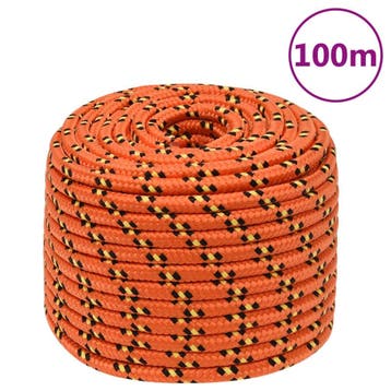 vidaXL Boottouw 12 mm 100 m polypropyleen oranje, Verzenden, Nieuw