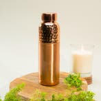 Puur Koperen Waterfles Gehamerde Rand Boven ± 1 liter, Ophalen of Verzenden