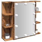 vidaXL Spiegelkast met LED-verlichting 70x16,5x60 cm oud, Verzenden