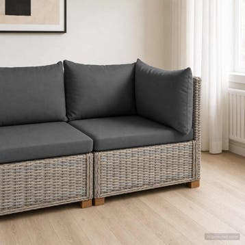 vidaXL Hoeksofa met kussens GENDT Natuurlijk Riet Kubu grijs, Verzenden