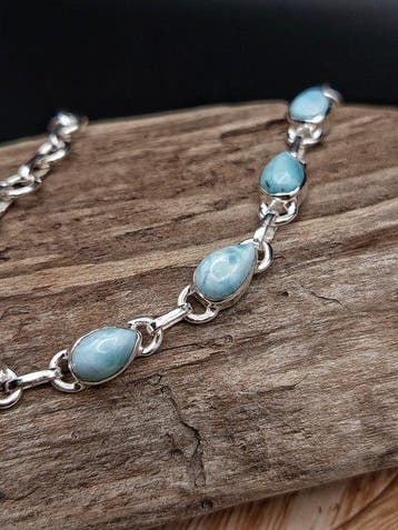 Uniek stuk armband van 925 zilver met larimar -