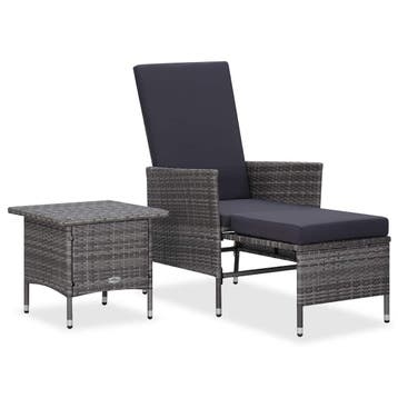 vidaXL 2-delige Loungeset met kussens poly rattan grijs, Jardin & Terrasse, Verzenden, Loungeset