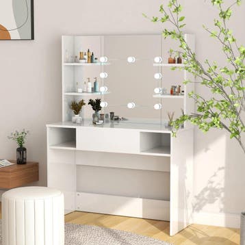 vidaXL Kaptafel met LED-verlichting 100x40x135 cm MDF, Verzenden, Nieuw