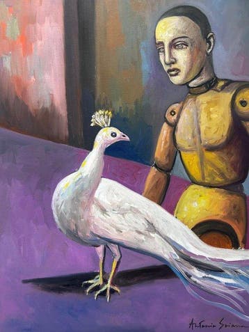 Antonio Sciacca (1957) - Lo sguardo del pavone bianco - NO, Antiek en Kunst
