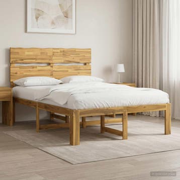 vidaXL Tweepersoonsbed met hoofdbord ROSTOCK Wit 150 x 200, Huis en Inrichting, Slaapkamer | Bedden, Verzenden, Nieuw