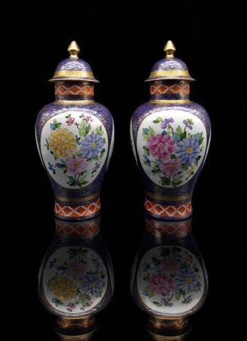 Limoges - R. M. - Vaas (2) - 55 cm - Porselein - Grote vazen, Antiek en Kunst