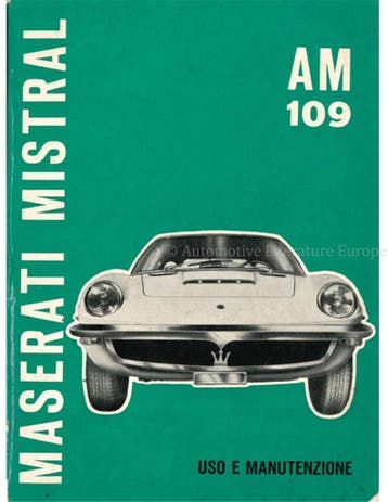 1965 MASERATI MISTRAL INSTRUCTIEBOEKJE ITALIAANS