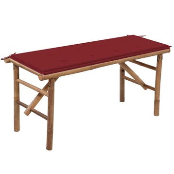 vidaXL Tuinbank inklapbaar met kussen 118 cm bamboe, Verzenden, Nieuw