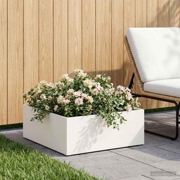 vidaXL Plantenbak Wit 60 x 60 x 20 cm Koudgewalst staal, Tuin en Terras, Verzenden, Nieuw