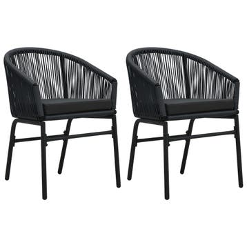 vidaXL Tuinstoelen 2 st PE-rattan zwart, Verzenden