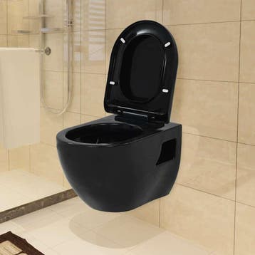 vidaXL Wandtoilet keramiek zwart, Verzenden, Nieuw