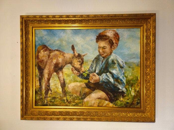 L. vd Beek (XX) - De Kleine Herder, Antiek en Kunst, Kunst | Schilderijen | Klassiek