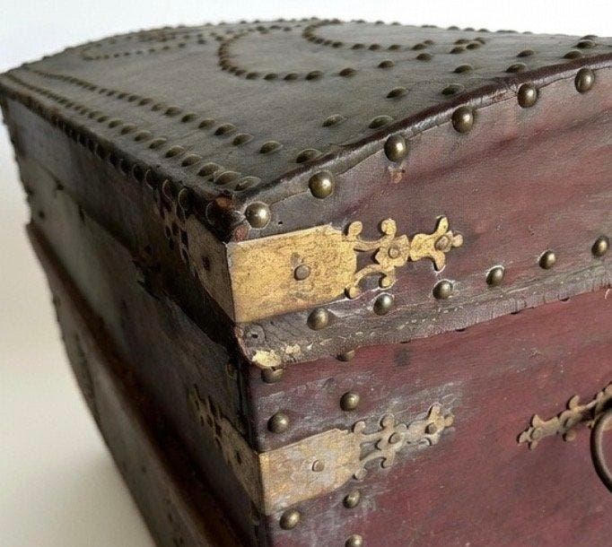 Coffre de rangement - Coffre de voyage continental en cuir, Antiquités & Art, Antiquités | Meubles | Chaises & Canapés