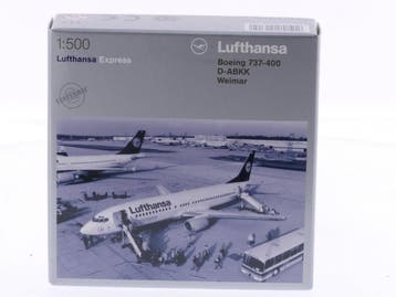 Schaal 1:500 Herpa 516150 Boeing 737-400 Weimar Lufthan..., Ophalen of Verzenden, Gebruikt