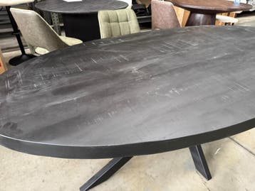 Eettafel Torino – Ovaal Massief Mangohout Zwart – 200 cm, Verzenden, Eikenhout, Nieuw, 50 tot 100 cm