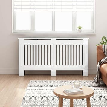 vidaXL Radiator Cover Hoogglans Wit 152 x 19 x 81,5 cm, Verzenden