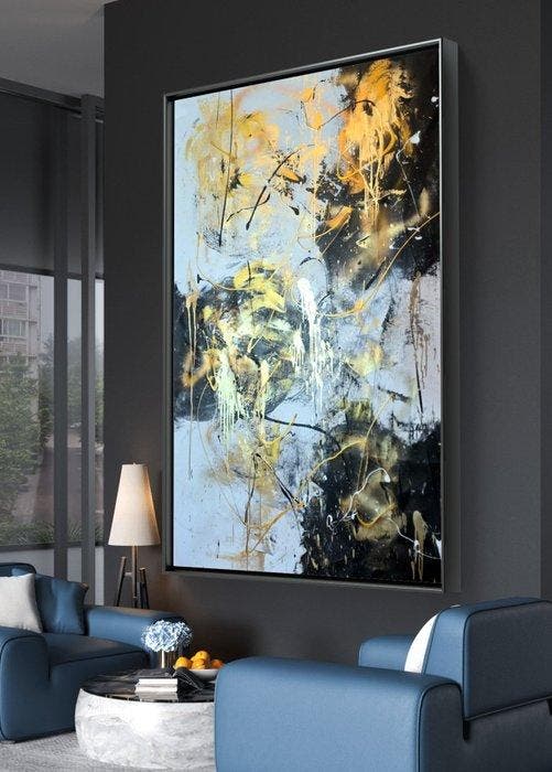 Irena Lenartowicz - Composition with Gold - XXL, Antiek en Kunst, Kunst | Schilderijen | Modern