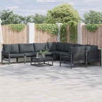 vidaXL Tuinbank Set met kussen 9 pcs Zwart Staal, Tuin en Terras, Verzenden, Nieuw