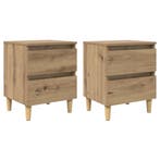 vidaXL Bedkasten 2 pcs Artisan Eiken 40 x 35 x 50 cm Bewerkt, Verzenden, Nieuw