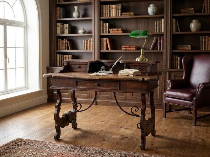 Bureau - Bois, Fer, Antiek en Kunst, Antiek | Overige Antiek