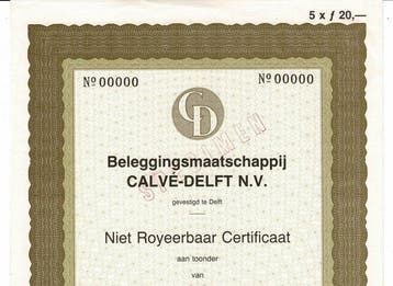 Nederland. 1989 - Beleggingsmaatschappij Calvé - Delft -
