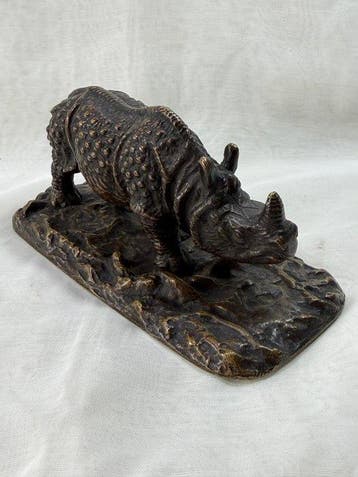 sculptuur, Rinoceronte Indiano nello Stile Animalier del XIX