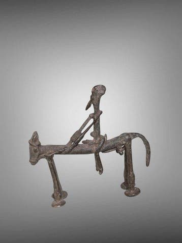 Cavalier Dogon - petit cheval et son cavalier en bronze -