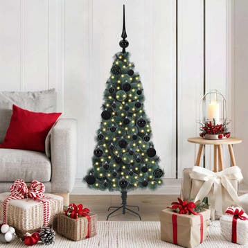 vidaXL Kunstmatige voorverlichte kerstboom met ballenset, Verzenden