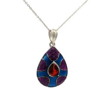 Zonder minimumprijs - Hanger Zilver - 1.30ct. tw. Granaat -