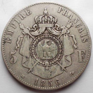 Frankrijk. Napoléon III. 5 Francs 1856-BB, Strasbourg