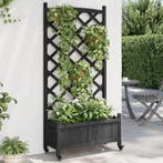 vidaXL Plantenbak met latwerk en wielen massief vurenhout, Tuin en Terras, Verzenden, Nieuw