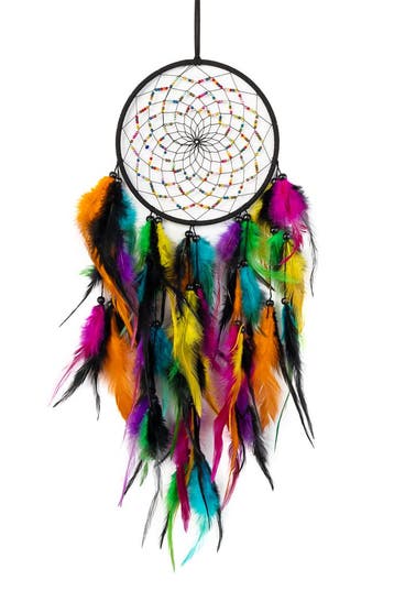 KIMU® Dromenvanger Regenboog Zwart Dreamcatcher Veren Macram, Ophalen of Verzenden, Nieuw