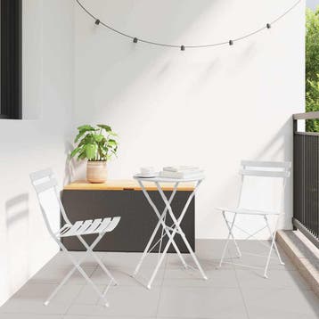 vidaXL Opvouwbare Bistroset 3 st Wit Staal, Verzenden, Nieuw