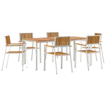 vidaXL Buiten Eettafel Set 7 st 180 x 90 x 75 cm, Jardin & Terrasse, Tables de jardin, Verzenden