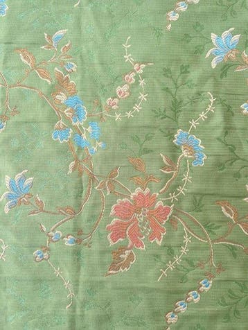 Kostbare zijden stof uit San Leucio, pastelgroen, verrijkt, Antiek en Kunst