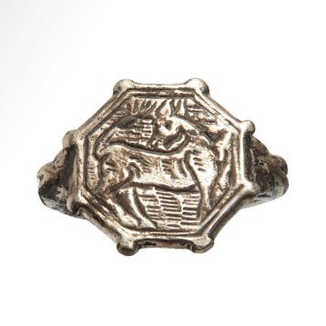 Sasanian Zilver Ring met hert