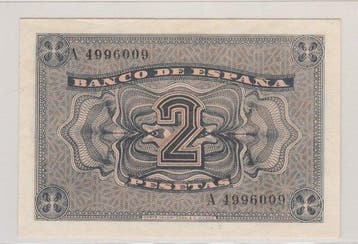 Spanje. - 2 Pesetas - 1937 - Pick 105a (Zonder minimumprijs)