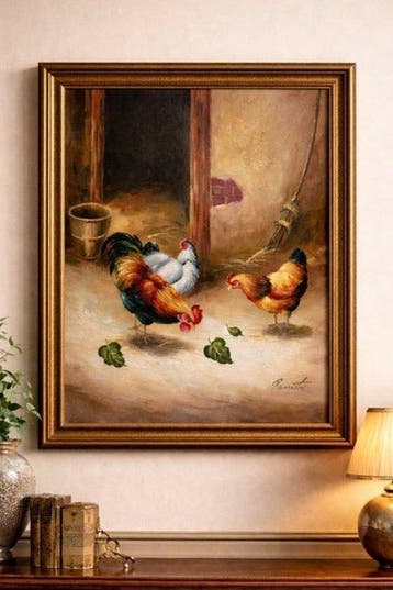 Rossitez - Rustic Farmyard Scene with Roosters & Hens