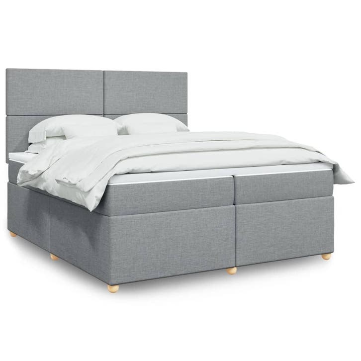 vidaXL Boxspring met matras stof lichtgrijs 200x200 cm, Huis en Inrichting, Slaapkamer | Bedden, Nieuw, Verzenden