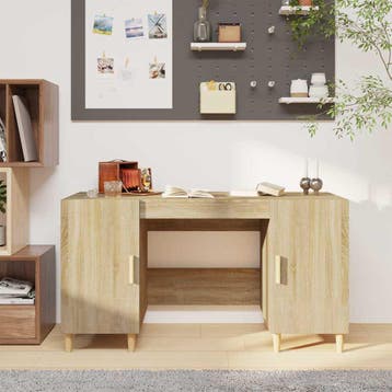 vidaXL Bureau 140x50x75 cm bewerkt hout sonoma eikenkleurig, Verzenden